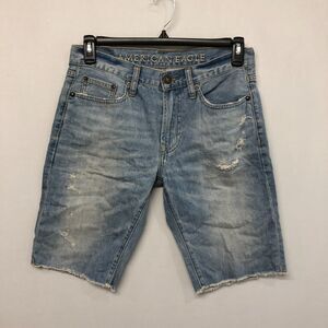 American Eagle Men Bermuda Jean Shorts Size 30 Light Blue Denim B288 -22